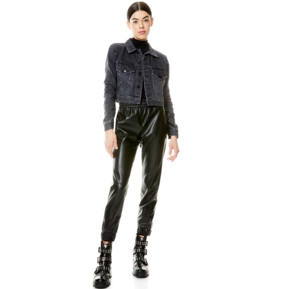 alice + olivia Vegan Leather Joggers